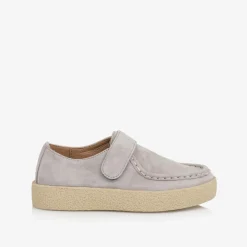 Boys Grey Suede Leather Loafers