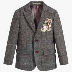 Boys Grey Tweed Tiger Blazer