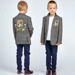 Boys Grey Tweed Tiger Blazer