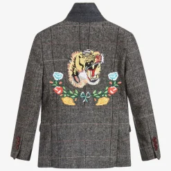 Boys Grey Tweed Tiger Blazer