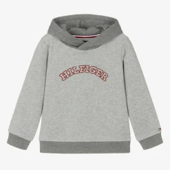 Boys Grey Varsity Logo Cotton Hoodie