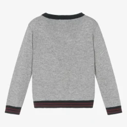 Boys Grey Wool & Cashmere Teddy Sweater