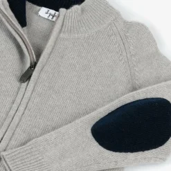 Boys Grey Wool Zip-Up Cardigan