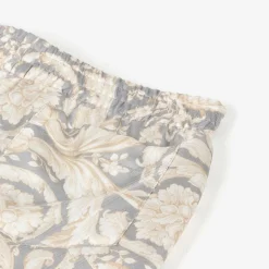 Boys Ivory & Grey Silk Barocco Shorts