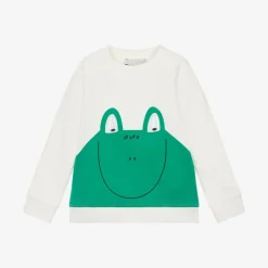 Boys Ivory Cotton Frog Sweatshirt