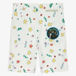 Boys Ivory Cotton Printed Shorts