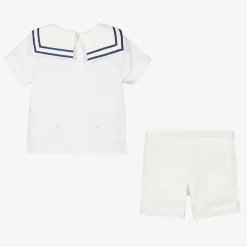 Boys Ivory Cotton Sailor Buster Suit