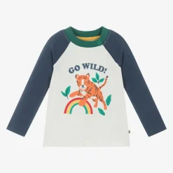 Boys Ivory Cotton Tiger Top