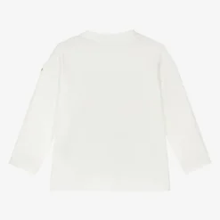 Boys Ivory Cotton Tricolour Logo Top