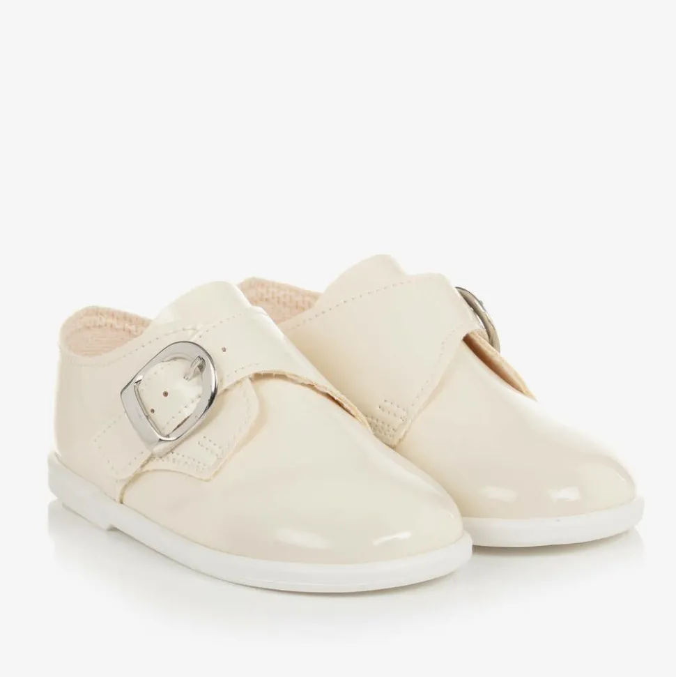 Boys Ivory Patent First Walker Shoes