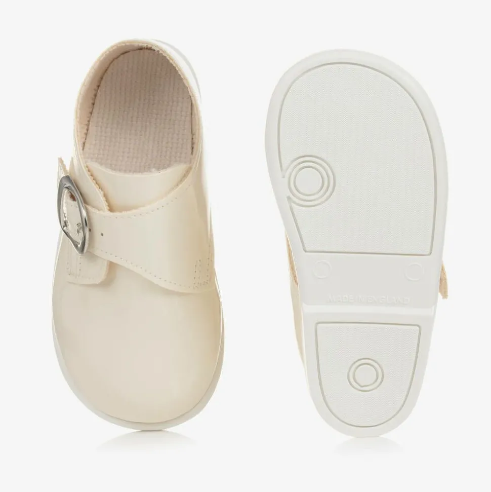 Boys Ivory Patent First Walker Shoes