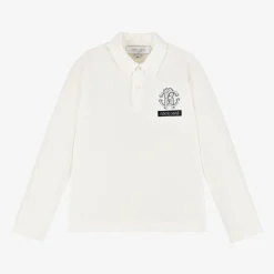 Boys Ivory RC Monogram Cotton Polo Shirt