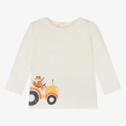 Boys Ivory Tractor Print Organic Cotton Top