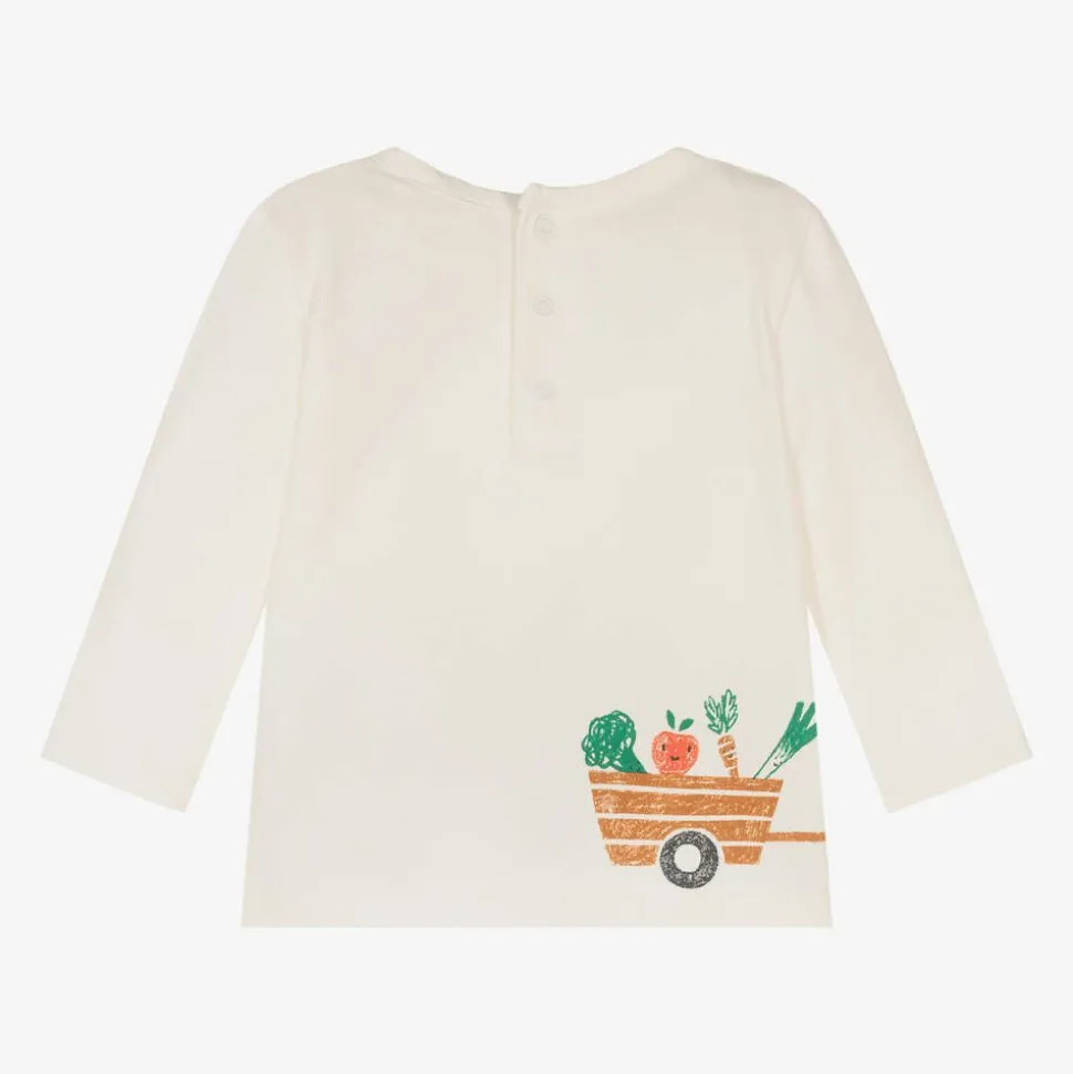 Boys Ivory Tractor Print Organic Cotton Top