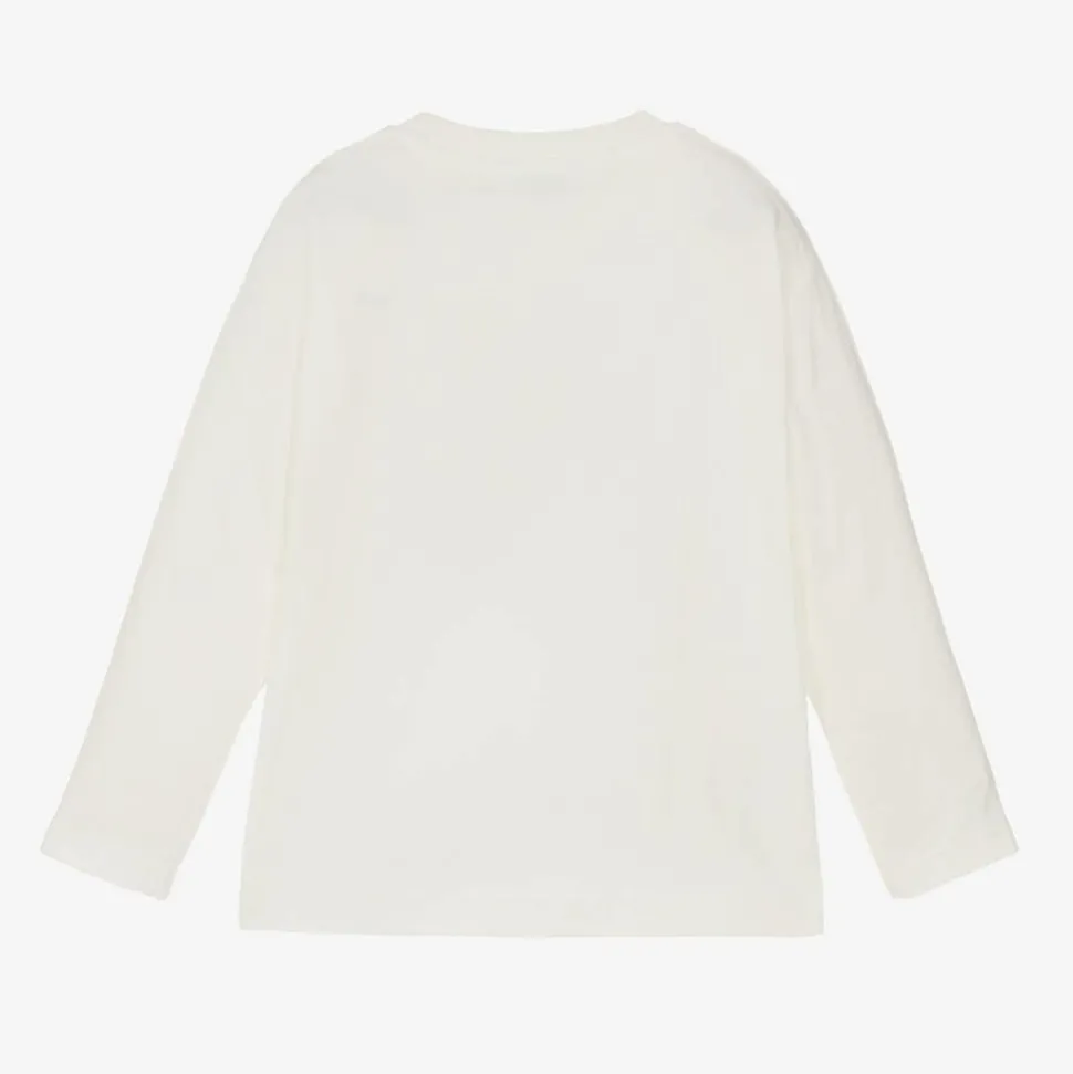 Boys Ivory Trainer Print Cotton Top