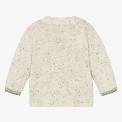 Boys Ivory Wool Knit Bear Sweater