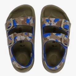 Boys Khaki Green & Blue Camouflage Sandals
