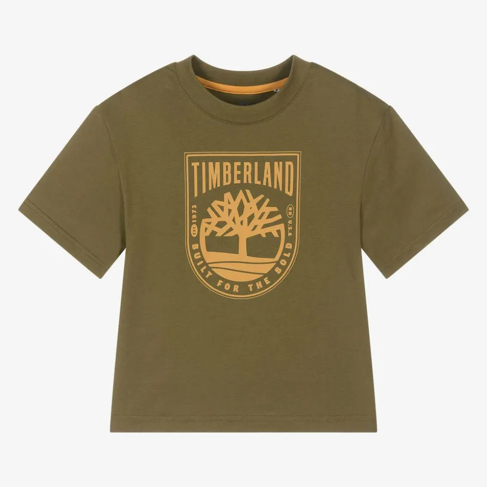 Boys Khaki Green Organic Cotton T-Shirt