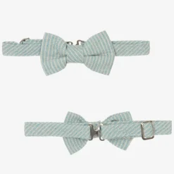 Boys Mint Blue Cotton Stripe Shorts Suit