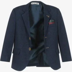 Boys Navy Blue & Red Tartan Suit