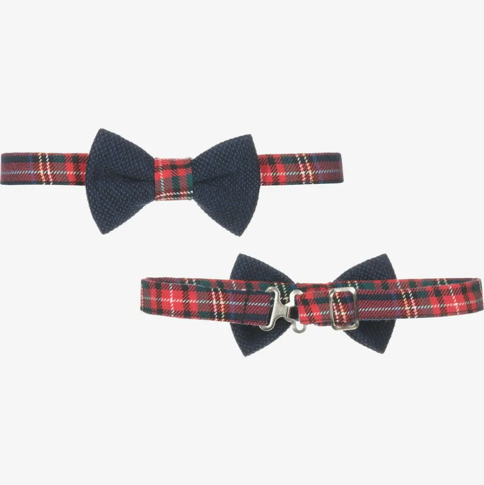 Boys Navy Blue & Red Tartan Suit
