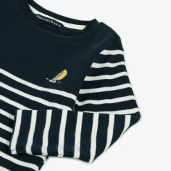 Boys Navy Blue & White Striped Cotton Top