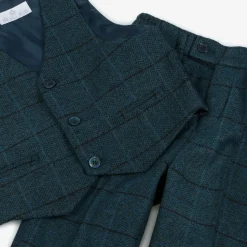Boys Navy Blue Check Suit