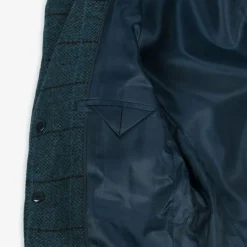 Boys Navy Blue Check Suit