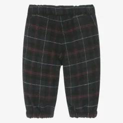 Boys Navy Blue Check Trousers