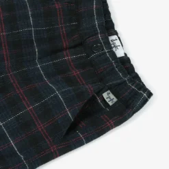 Boys Navy Blue Check Trousers