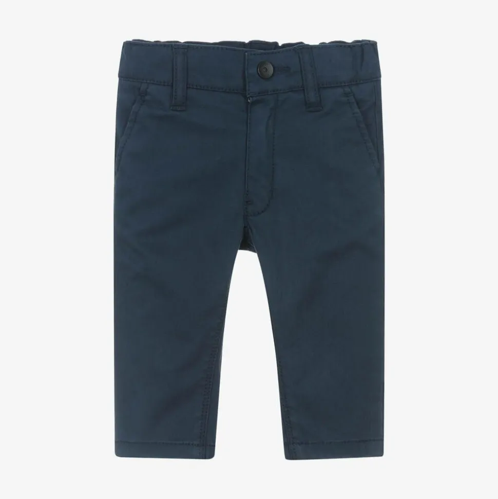 Boys Navy Blue Cotton Chino Trousers
