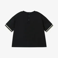 Boys Navy Blue Cotton Crest T-Shirt