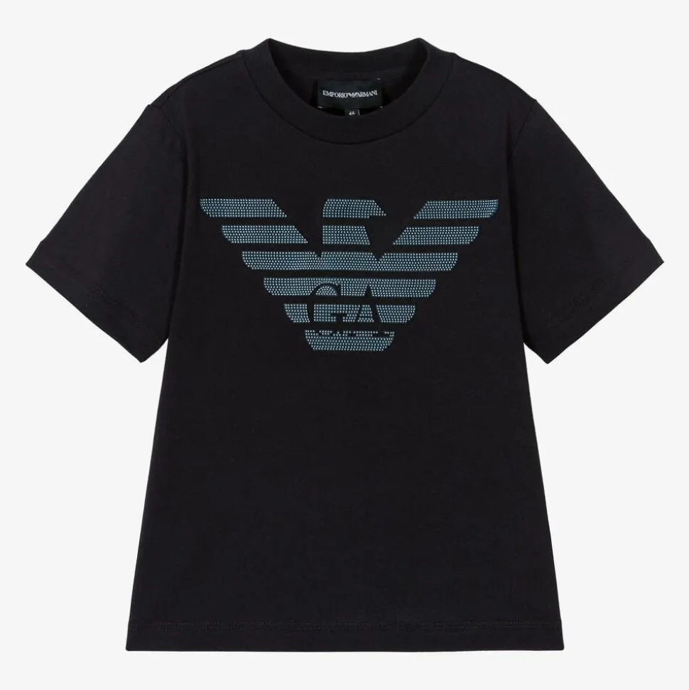 Boys Navy Blue Cotton Eagle T-Shirt