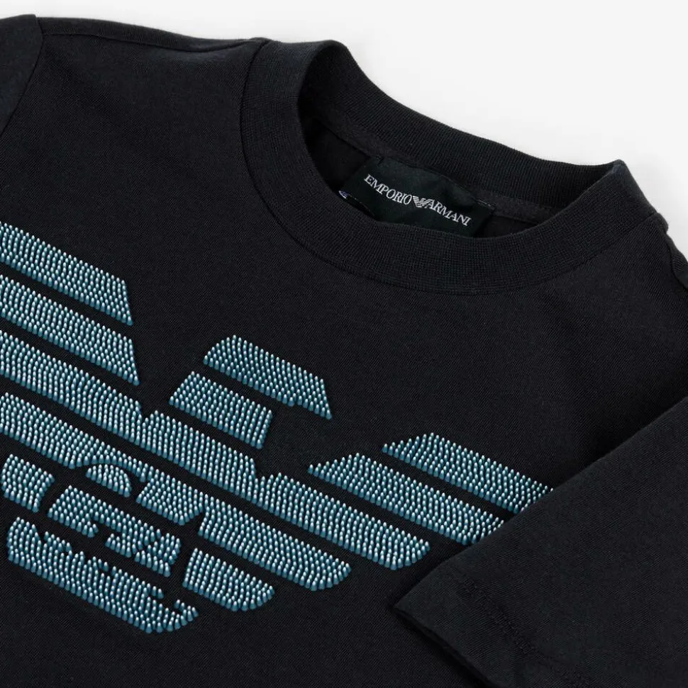 Boys Navy Blue Cotton Eagle T-Shirt