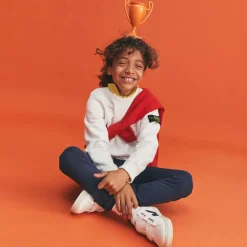 Boys Navy Blue Cotton Flag Logo Joggers