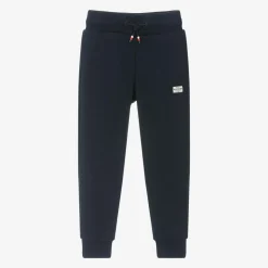 Boys Navy Blue Cotton Joggers