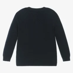 Boys Navy Blue Cotton Knit Sweater