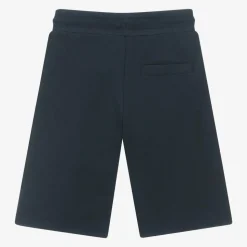 Boys Navy Blue Cotton Logo Tape Shorts