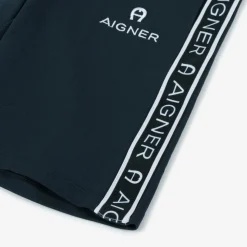 Boys Navy Blue Cotton Logo Tape Shorts