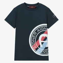 Boys Navy Blue Cotton T-Shirt