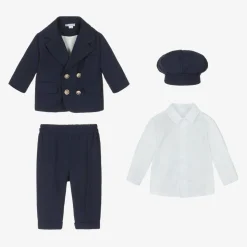 Boys Navy Blue Double Breasted Suit
