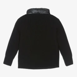 Boys Navy Blue Down Padded Knit Cardigan