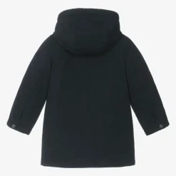 Boys Navy Blue Down-Filled Parka Coat