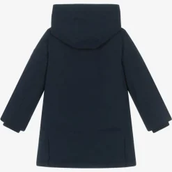 Boys Navy Blue Down-Filled Parka Coat