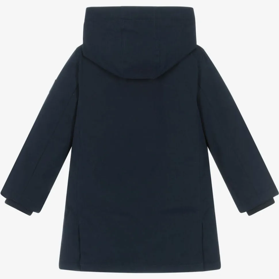 Boys Navy Blue Down-Filled Parka Coat