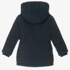 Boys Navy Blue Hooded Parka Coat