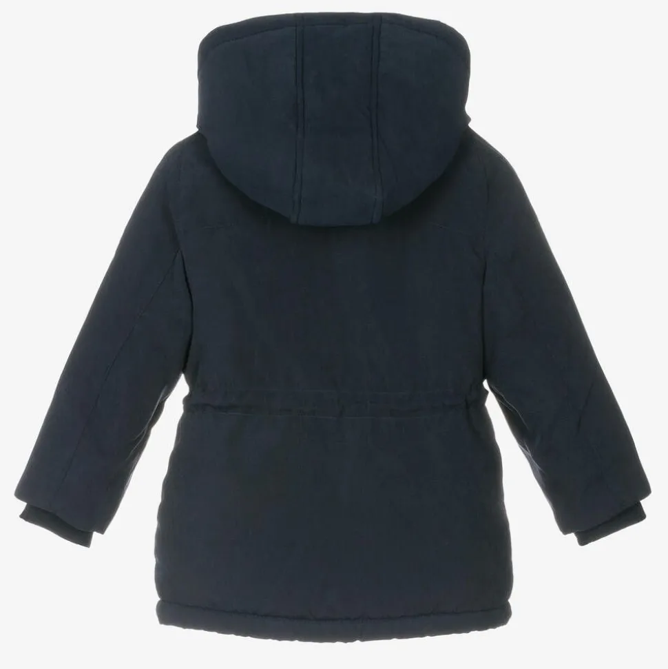 Boys Navy Blue Hooded Parka Coat