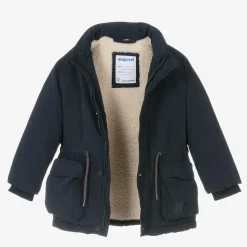 Boys Navy Blue Hooded Parka Coat