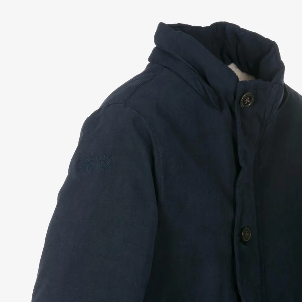 Boys Navy Blue Hooded Parka Coat