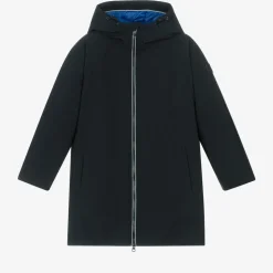 Boys Navy Blue Hooded Parka Coat